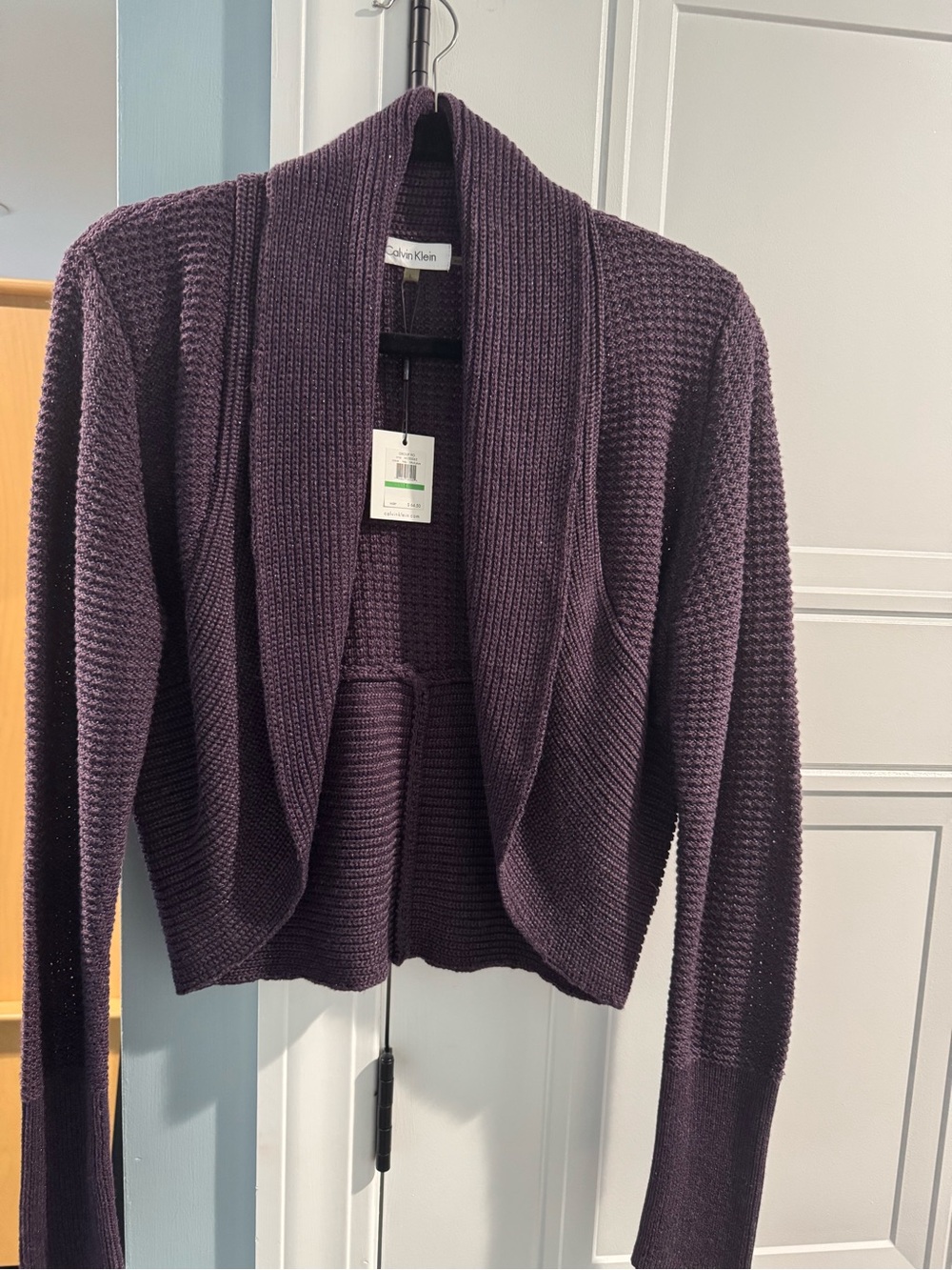 Calvin Klein Women's Open-Front Shawl Collar Cardigan - Plum